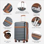 Kono Medium Sized Checked Luggage, 24 Inch Expandable with Spinner Wheels, TSA Lock, ABS + PC Lightweight Travel Suitcase with Larger Capacity and Lighter Weight, Grey Brown