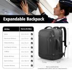 Ample Space Travel Backpack with LifetimeWarranty,Expandable Carry on Backpack with USB Cable Port,Fits 17.3"Laptop Notebook,Water Resistant Weekender Backpack Business Trips,Daily Travel,Black