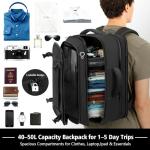 Ample Space Travel Backpack with LifetimeWarranty,Expandable Carry on Backpack with USB Cable Port,Fits 17.3"Laptop Notebook,Water Resistant Weekender Backpack Business Trips,Daily Travel,Black
