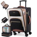 LOVEVOOK Carry on Luggage 22x14x9 Airline Approved, Waterproof Carry on Suitcase with 3 Pouches,Lightweight Softside Underseat Travel Luggage with 360° Spinner Wheels,TSA Lock for Travel Business