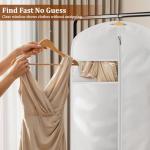 KIMBORA 65" Dress Bags for Gowns Long Garment Bags for Hanging Clothes with Clear Window, Foldable Wedding Dress Cover for Closet Storage and Travel (2 Packs, White)