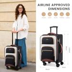 LOVEVOOK Carry on Luggage 22x14x9 Airline Approved, Waterproof Carry on Suitcase with 3 Pouches,Lightweight Softside Underseat Travel Luggage with 360° Spinner Wheels,TSA Lock for Travel Business