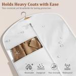 KIMBORA 65" Dress Bags for Gowns Long Garment Bags for Hanging Clothes with Clear Window, Foldable Wedding Dress Cover for Closet Storage and Travel (2 Packs, White)