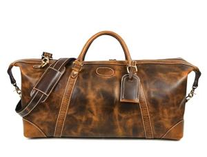 Aaron Leather Goods Genuine Full-Grain Leather Duffel Bag for Men and Women