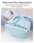 BAGSMART Travel Toiletry Bag, Crush Toiletry Bag for Women, Wide-open Puffy Toiletry Bags for Traveling, Large Travel Cosmetic Makeup Bag Organizer for Accessories,Toiletrie, Blue