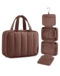 BAGSMART Travel Toiletry Bag for women, Portable Hanging Hook Makeup Bag Organizer, Waterproof Makeup Cosmetic Bag, for Full-Size Accessories, Toiletries,Coffee Brown