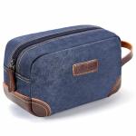 emissary Men's Toiletry Bag, Leather and Canvas Travel Toiletry Bag, Dopp Kit for Men, Travel Bathroom Bag Men's Shaving Kit, Travel Kit Small Bags for Men, Shaving Bag for Travel Accessories (Blue)