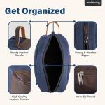 emissary Men's Toiletry Bag, Leather and Canvas Travel Toiletry Bag, Dopp Kit for Men, Travel Bathroom Bag Men's Shaving Kit, Travel Kit Small Bags for Men, Shaving Bag for Travel Accessories (Blue)