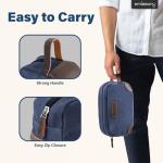 emissary Men's Toiletry Bag, Leather and Canvas Travel Toiletry Bag, Dopp Kit for Men, Travel Bathroom Bag Men's Shaving Kit, Travel Kit Small Bags for Men, Shaving Bag for Travel Accessories (Blue)