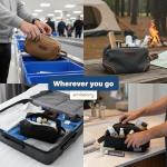 emissary Men's Toiletry Bag, Leather and Canvas Travel Toiletry Bag, Dopp Kit for Men, Travel Bathroom Bag Men's Shaving Kit, Travel Kit Small Bags for Men, Shaving Bag for Travel Accessories (Blue)