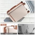 Kono 28 Inch Large Suitcase, Expandable for Long Trips, Impact-Resistant ABS+PC & Silent Wheels, Black, Lightweight Hardshell Luggage, Smooth Rolling Spinner Suitcase for Travel，Cream/Brown