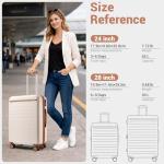 Kono 28 Inch Large Suitcase, Expandable for Long Trips, Impact-Resistant ABS+PC & Silent Wheels, Black, Lightweight Hardshell Luggage, Smooth Rolling Spinner Suitcase for Travel，Cream/Brown