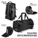 True Religion Convertible Duffel Bag for Travel - Large Gym Backpack for Men and Women, Carry On Weekender Luggage with 16" Laptop Sleeve, Clothes and Shoe Compartment, Overnight Day Carry-On Bookbag