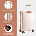 Kono 28 Inch Large Suitcase, Expandable for Long Trips, Impact-Resistant ABS+PC & Silent Wheels, Black, Lightweight Hardshell Luggage, Smooth Rolling Spinner Suitcase for Travel，Cream/Brown