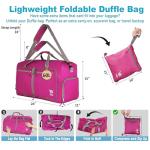 Bago Medium Duffle Bag for Travel Women & Men. Durable Lightweight Foldable Travel Duffel Bags For Traveling Women. 60L Duffle Bags For Overnight Bag With Shoe Compartment Collapsible Weekender duffel