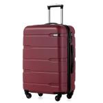 Coolife Medium Checked Luggage Hardside PC+ABS Suitcase with TSA Lock, Lightweight Rolling Carry On with Spinner Wheels(Radiant Pink, 24in)