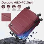 Coolife Medium Checked Luggage Hardside PC+ABS Suitcase with TSA Lock, Lightweight Rolling Carry On with Spinner Wheels(Radiant Pink, 24in)