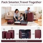 Coolife Medium Checked Luggage Hardside PC+ABS Suitcase with TSA Lock, Lightweight Rolling Carry On with Spinner Wheels(Radiant Pink, 24in)