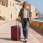 Coolife Medium Checked Luggage Hardside PC+ABS Suitcase with TSA Lock, Lightweight Rolling Carry On with Spinner Wheels(Radiant Pink, 24in)