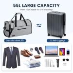 Convertible Garment Bags for Travel, 2 in 1 Garment Duffle Bag for Men Women, Waterproof Carry on Garment Bag with Shoe Compartment and Shoulder Strap, Foldable Travel Suit Bag for Hanging Clothes