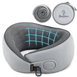 BeeVines Travel Pillow with Carry Case, Memory Foam Neck Pillows for Airplanes, 360° Wrap Around Support for Sleeping, Breathable & Washable Cover for Long Flights, Car & Train Traveling