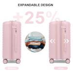 LARVENDER Luggage Sets 3 Piece, Expandable Hardside PP Carry On Luggage Suitcase with 360° Spinner Wheels TSA Lock Suitcase Set for Women Men, Light Pink
