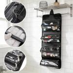 ROYALFAIR Roll Up Makeup Bag, Travel Toiletry Bag for Women with 4 Clear TSA Approved Pouches, Hanging Travel Organizer, Folding Cosmetic Bag for Men and Women (Black)