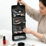 ROYALFAIR Roll Up Makeup Bag, Travel Toiletry Bag for Women with 4 Clear TSA Approved Pouches, Hanging Travel Organizer, Folding Cosmetic Bag for Men and Women (Black)