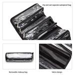 ROYALFAIR Roll Up Makeup Bag, Travel Toiletry Bag for Women with 4 Clear TSA Approved Pouches, Hanging Travel Organizer, Folding Cosmetic Bag for Men and Women (Black)