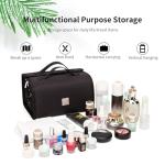 ROYALFAIR Roll Up Makeup Bag, Travel Toiletry Bag for Women with 4 Clear TSA Approved Pouches, Hanging Travel Organizer, Folding Cosmetic Bag for Men and Women (Black)