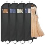 LANDNEOO 65" Long Garment Bags for Travel, Dress Bags for Hanging Clothes, Wedding Dress Cover for Women, Closet Storage for Gowns, Coats, Black, 4 Pack