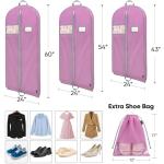 BALEINE 2PK Heavy Duty Garment Bag with Shoe Storage Travel Bag for Dresses, Suit, Coats Travel Essential (60", Pink)