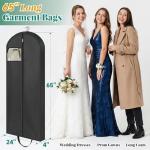 LANDNEOO 65" Long Garment Bags for Travel, Dress Bags for Hanging Clothes, Wedding Dress Cover for Women, Closet Storage for Gowns, Coats, Black, 4 Pack