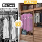 BALEINE 2PK Heavy Duty Garment Bag with Shoe Storage Travel Bag for Dresses, Suit, Coats Travel Essential (60", Pink)