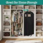 LANDNEOO 65" Long Garment Bags for Travel, Dress Bags for Hanging Clothes, Wedding Dress Cover for Women, Closet Storage for Gowns, Coats, Black, 4 Pack