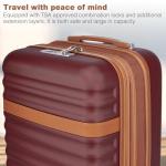 Kono Medium Sized Checked Luggage, 24 Inch Expandable with Spinner Wheels, TSA Lock, ABS + PC Lightweight Travel Suitcase with Larger Capacity and Lighter Weight, Burgundy