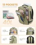LOVEVOOK 40L Travel Backpack for Men Women, Waterproof Carry On Backpack for Work & Travel, Flight Approved Personal Item with 3 Packing Cubes, TSA Bag Fits 17.3" Laptop,Khaki