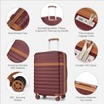 Kono Medium Sized Checked Luggage, 24 Inch Expandable with Spinner Wheels, TSA Lock, ABS + PC Lightweight Travel Suitcase with Larger Capacity and Lighter Weight, Burgundy