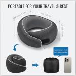 Optixion Travel Neck Pillow for Airplanes, Premium Memory Foam Neck Pillow with Ergonomic 360° Support, Travel Essentials for Plane, Car, Train and Home, Max Blue