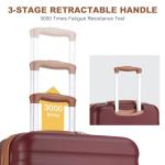 Kono Medium Sized Checked Luggage, 24 Inch Expandable with Spinner Wheels, TSA Lock, ABS + PC Lightweight Travel Suitcase with Larger Capacity and Lighter Weight, Burgundy