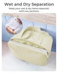 BAGSMART Travel Toiletry Bag, Crush Toiletry Bag for Women, Wide-open Puffy Toiletry Bags for Traveling, Large Travel Cosmetic Makeup Bag Organizer for Accessories,Toiletrie, Beige