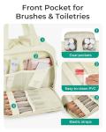 BAGSMART Travel Toiletry Bag, Crush Toiletry Bag for Women, Wide-open Puffy Toiletry Bags for Traveling, Large Travel Cosmetic Makeup Bag Organizer for Accessories,Toiletrie, Beige