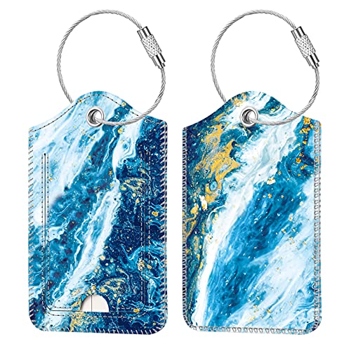 Luggage Tags with Privacy Cover and Stainless Steel Loop