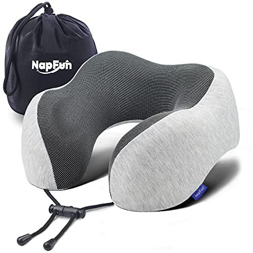 NAPFUN Travel Neck Pillow - 100% Memory Foam