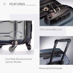 Samsonite Omni PC Hardside Expandable Luggage with Spinner Wheels, Teal, Checked-Medium 24-Inch
