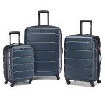 Samsonite Omni PC Hardside Expandable Luggage with Spinner Wheels, Teal, Checked-Medium 24-Inch