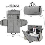 Modoker Convertible Garment Bag with Shoulder Strap, Carry on Garment Duffel Bag for Men Women - 2 in 1 Hanging Suitcase Suit Travel Bags (Grey)