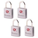 Master Lock TSA-Accepted Luggage Lock, 7/8 in. Wide, 4683Q (Pack of 4) Keyed Padlock, 4 Pack, Brass