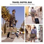 Wildroad Duffle Bag for Travel, 50L Waterproof Waxed Canvas Genuine Leather Weekender Overnight Bag Vintage Travel Hand Bag Carry on Bag