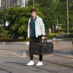 Wohlbege Duffle Bag for Travel,Overnight Weekend Gym Carry On Luggage Bag, 50L Travel Duffel Bag for Men Women, Expandable Spacious Travel Duffel Bag, Black